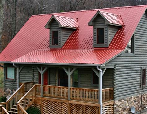 grey house with red metal roof|grey house roof.